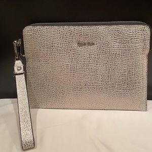 Calvin Klein large metallic textured wristlet